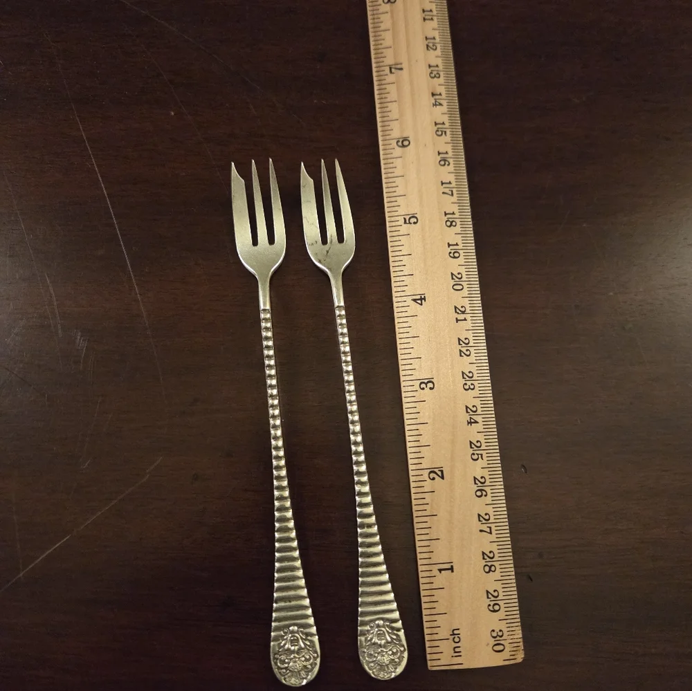 Sterling Silver Bachus Cocktail Forks Antique